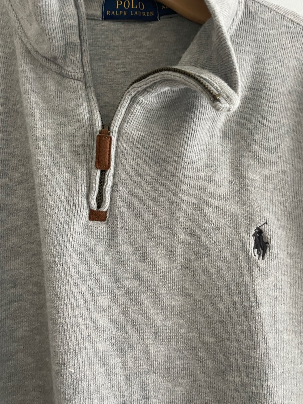 Polo by Ralph Lauren Light Gray Half-Zip Sweater with Embroidered Pony